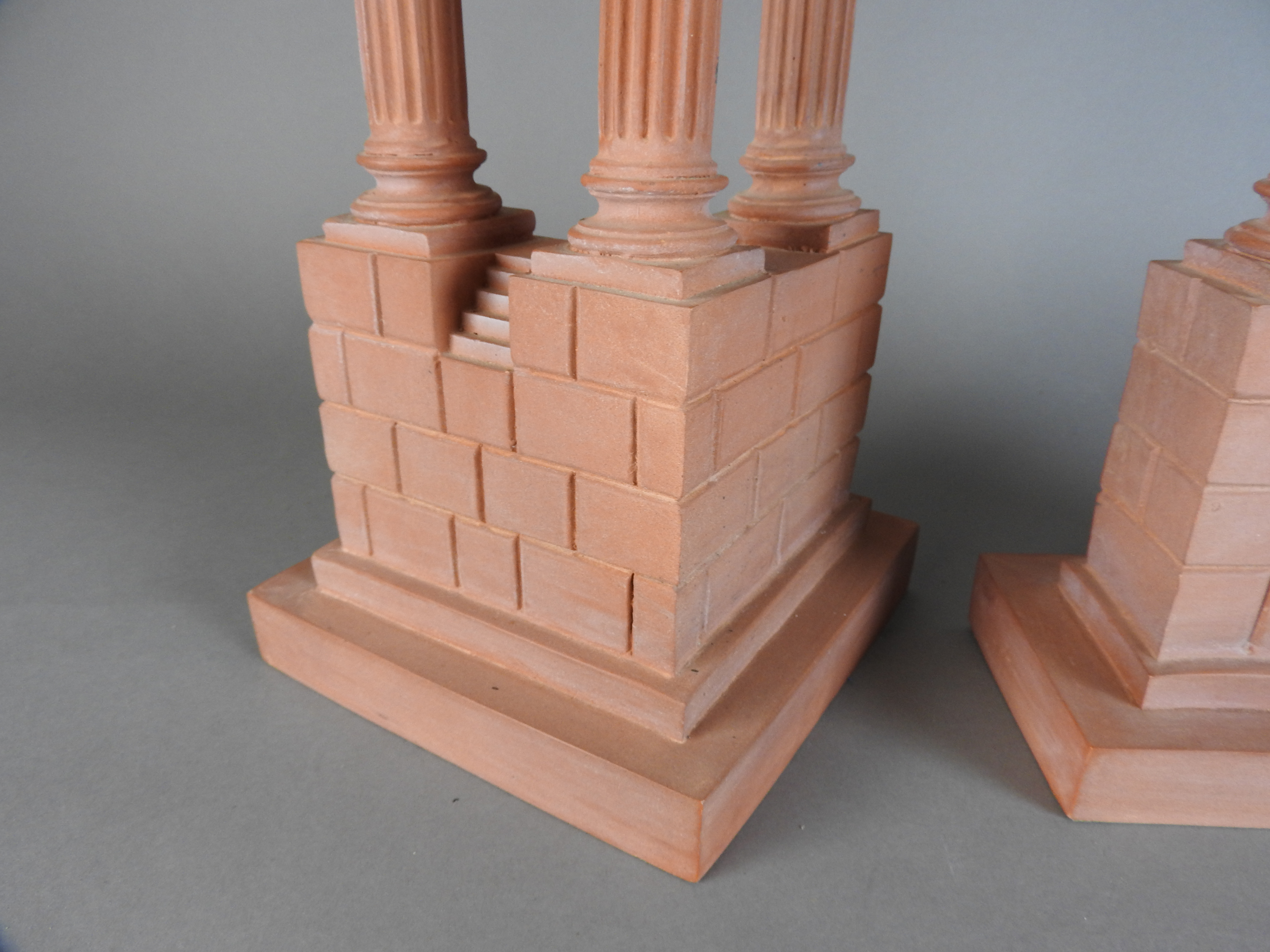 A pair of terracotta models of the temples of Castor and Pollux and Vespasian - Image 6 of 8