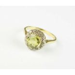 A chrysoberyl and diamond cluster ring