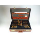A cased set of Solingen gold plated cutlery