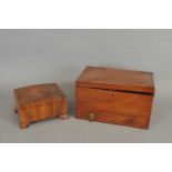 A 19th century mahogany veneered box and a walnut veneered cigar box.