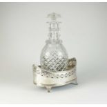 A George III silver mounted cruet stand