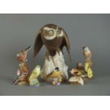 Collection of Royal Worcester bids and a Spode owl
