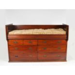 A large and impressive 19th century mahogany and teak naval ship's cabin bed