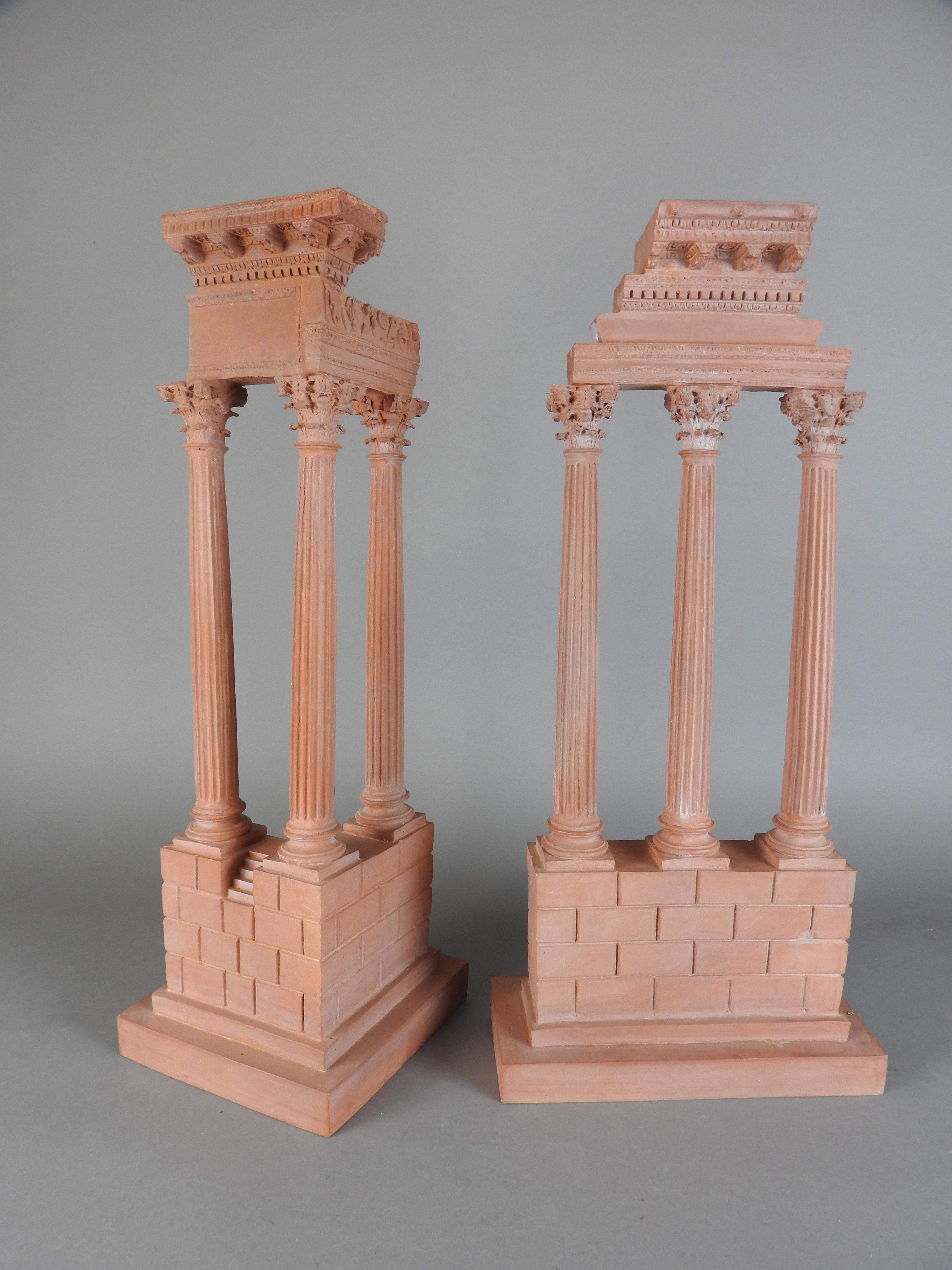 A pair of terracotta models of the temples of Castor and Pollux and Vespasian