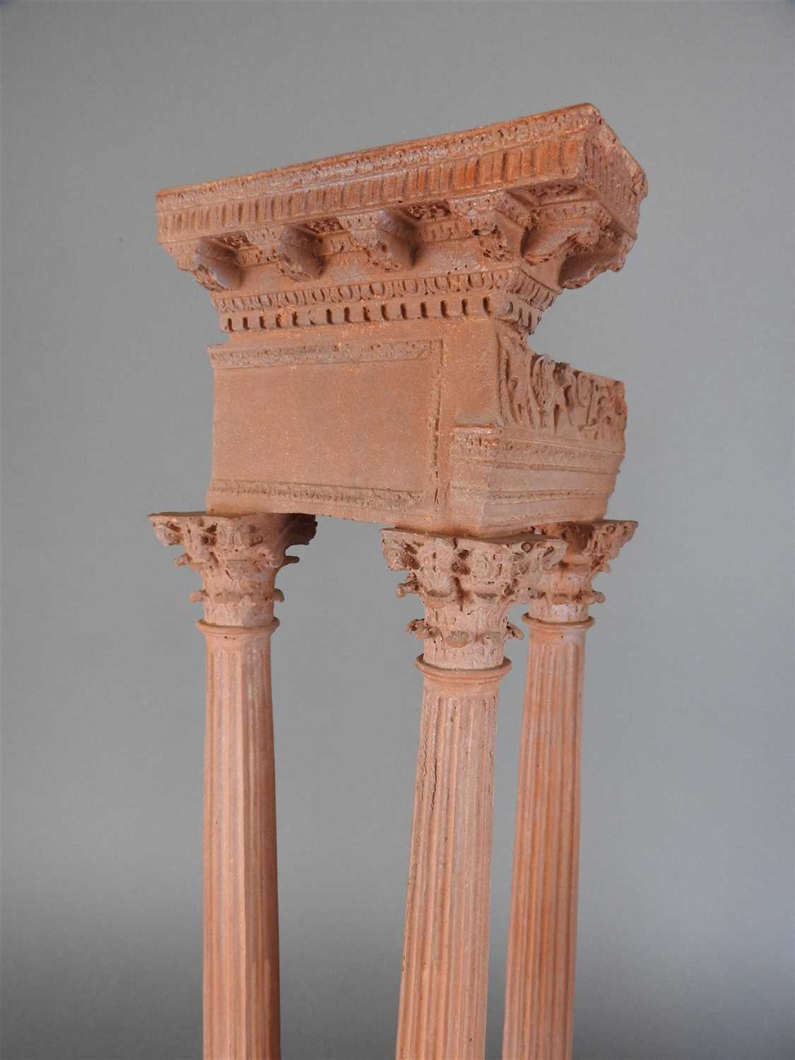 A pair of terracotta models of the temples of Castor and Pollux and Vespasian - Image 2 of 8