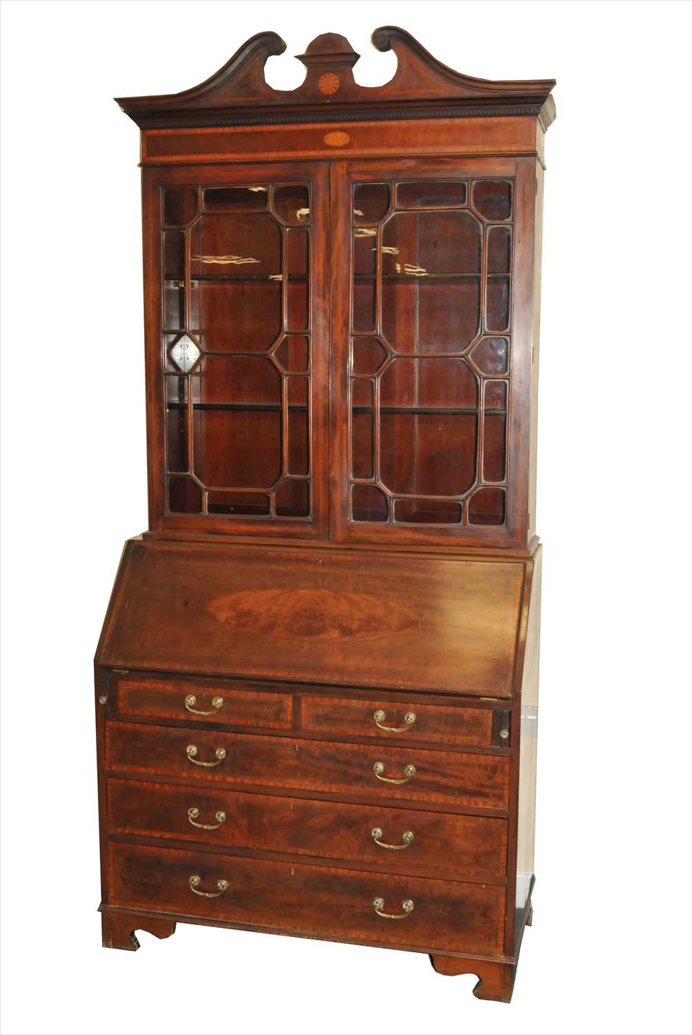 A late 19th century mahogany bureau bookcase