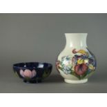 A Moorcroft bowl and vase