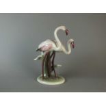 Austrian porcelain figure of flamingos