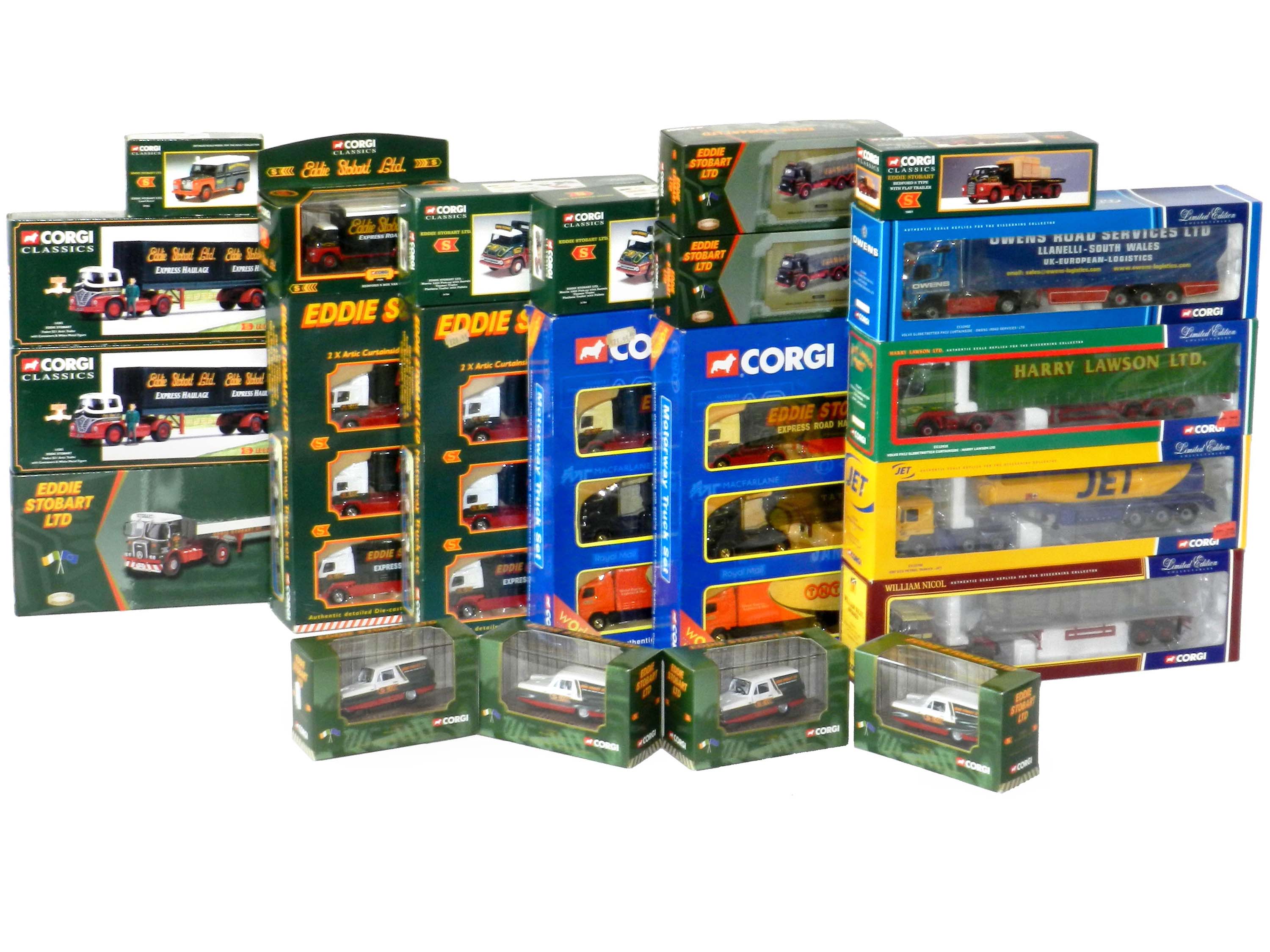 Boxed Corgi Eddie Stobart and Large Scale HGVs.