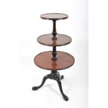 A 19th century mahogany three tier tripod dumb waiter