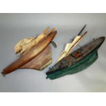 Two early 20th century painted scratch-built pond launch models of sail boats