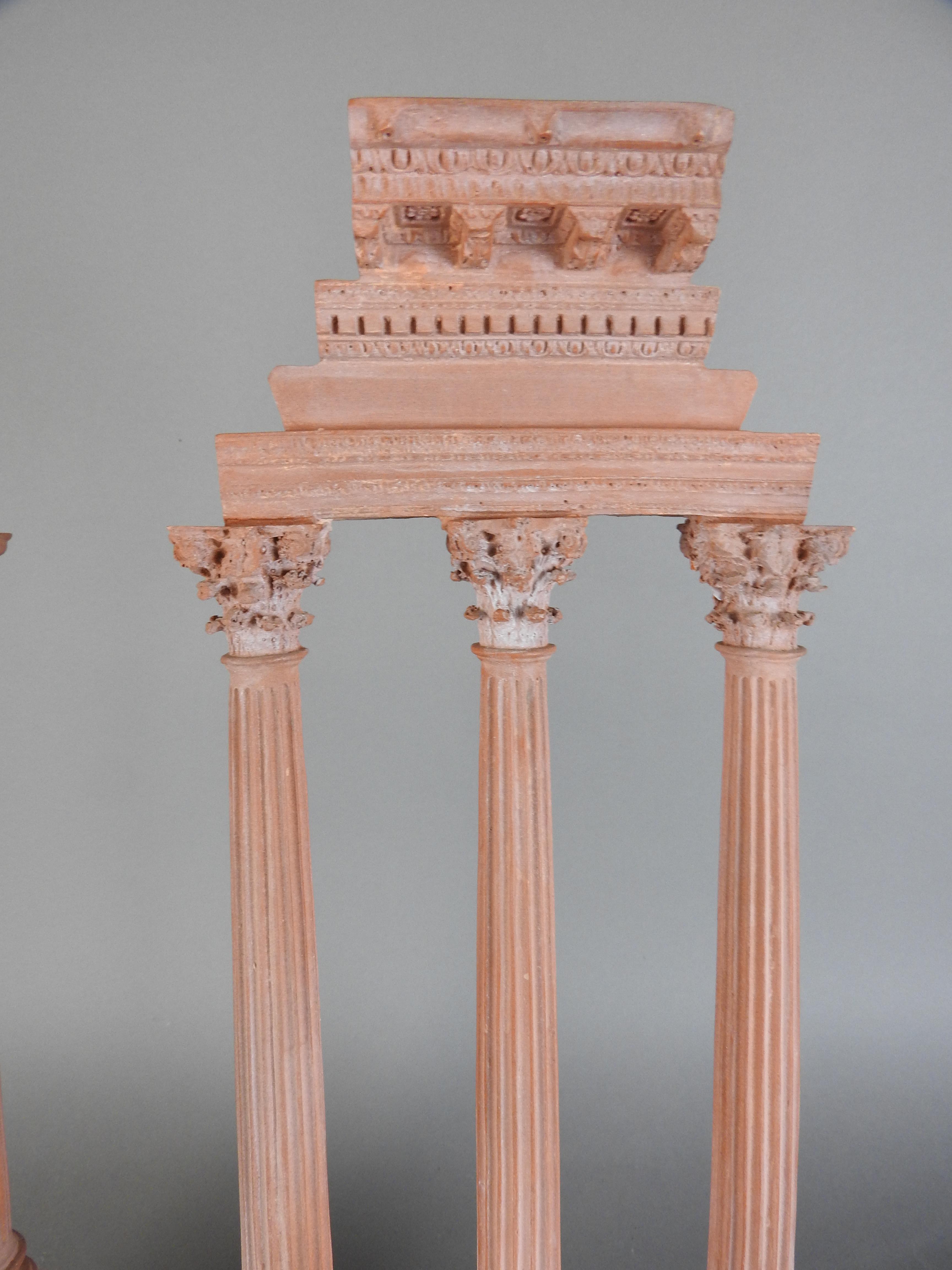 A pair of terracotta models of the temples of Castor and Pollux and Vespasian - Image 3 of 8