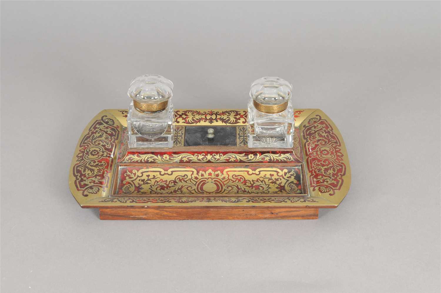 A 19th century boulle work rosewood-backed desk stand