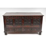 A 17th century and later country oak mule chest