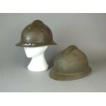 Two WW2 M26 French Adrian helmets