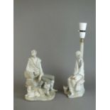 Lladro lamp base and Lladro figural group