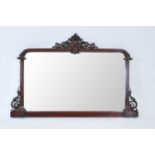 A Victorian mahogany framed over-mantel wall mirror