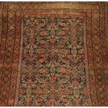Leschi rug, South Caucasus, the mid-indigo field with three stars enclosed by borders of stepped