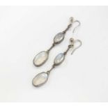 A pair of moonstone earrings