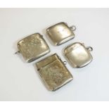 Four silver vesta cases