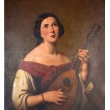 CONTINENTAL SCHOOL (19th/20th century), half length portrait of a female playing a mandolin,