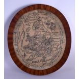 AN UNUSUAL REGENCY FRAMED SAMPLER MAP OF THE UNITED KINGDOM by Mary Dean 1817. Image 42 cm x 50 cm.