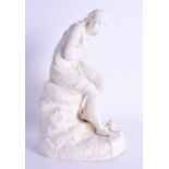 A 19TH CENTURY PARIANWARE FIGURE OF A DOROTHEA by John Bell, probably for Minton. 30 cm high.