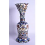 A RARE 19TH CENTURY PALESTINE JERUSALEM FAIENCE POTTERY HOOKAH BASE painted with floral sprays and