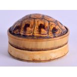 A RARE EARLY 19TH CENTURY CARVED TORTOISESHELL SNUFF BOX of naturalistic form. 6 cm x 5.5 cm.