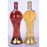 TWO BOTTLES OF WINE FORMED AS THE JULES RIMET TROPHY, made for France 98, dated 1997. (2)