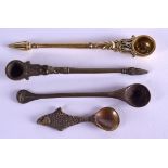 FOUR 18TH/19TH CENTURY BRONZE SPOONS. Largest 15 cm long. (4)