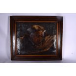 EUROPEAN SCHOOL (18th/19th century), framed oil on canvas, portrait of a hooded male, looking