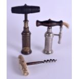 THREE VINTAGE CORKSCREWS including a fowlers patent. (3)