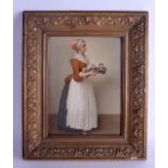 A LARGE LATE 19TH CENTURY GERMAN KPM PORCELAIN PLAQUE possibly KPM, painted with a figure holding