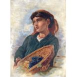 M WISHART (Early 20th century), framed oil on canvas, signed, portrait of a young female holding a