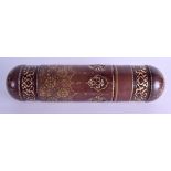 AN UNUSUAL TURKISH OTTOMAN LEATHER SCROLL BOX AND COVER tooled in gilt with extensive foliage and