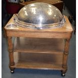 A GOOD EARLY 20TH CENTURY SILVER PLATED SERVING TROLLEY, stamped "Calar Bayard", with fluted