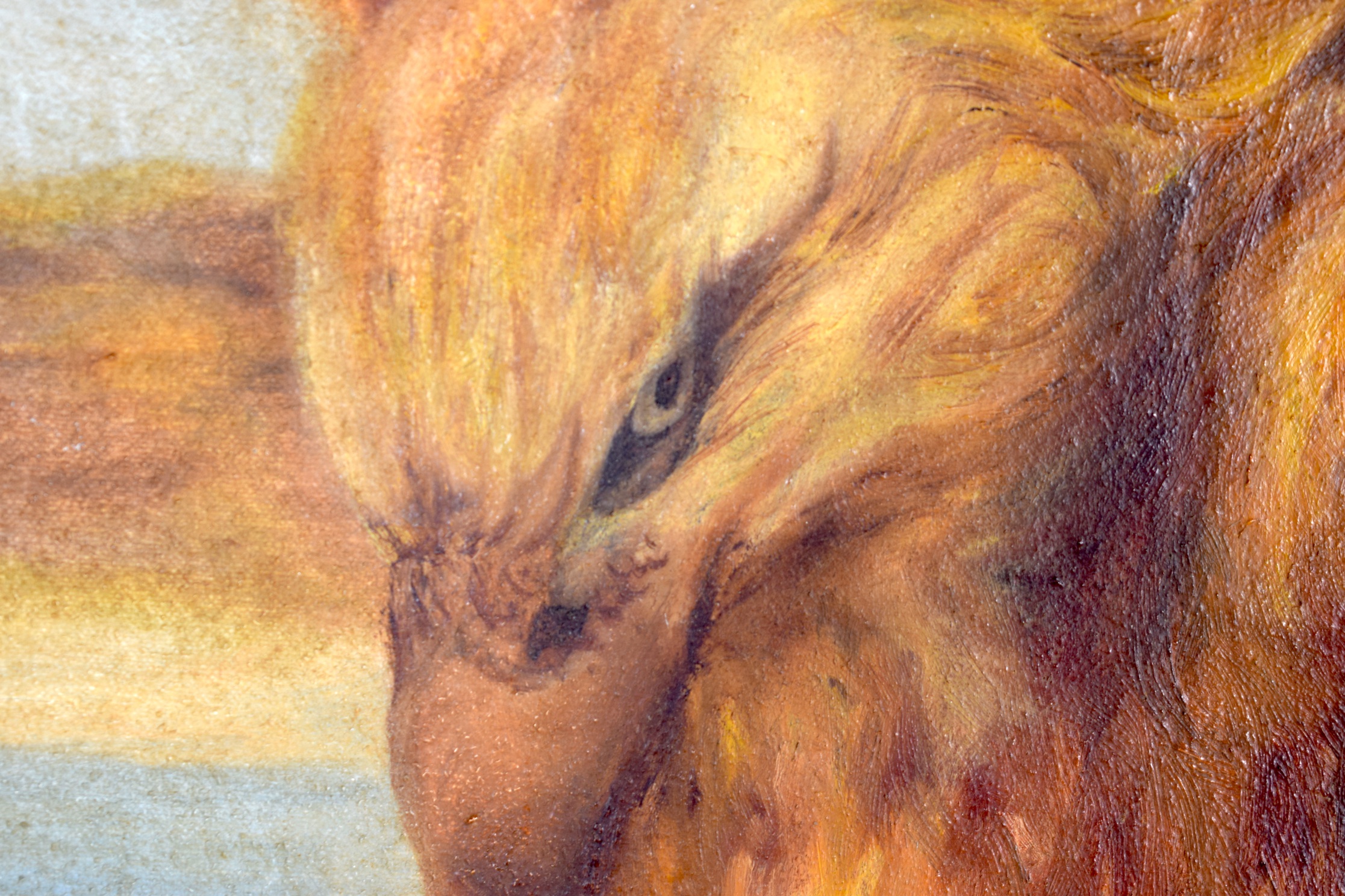 T DIXON (British), unframed oil on canvas, unsigned, mythical beast or Griffin in its nest beside - Bild 2 aus 4