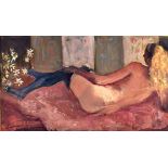 FRENCH SCHOOL (Early 20th century), framed oil on canvas, indistinctly signed, impressionist nude