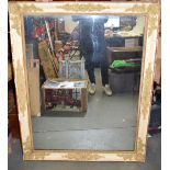 A 19TH CENTURY FRENCH RECTANGULAR MIRROR, with carved acanthus capped corners. 104 cm x 132 cm.