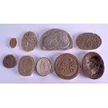 A GROUP OF NINE 18TH/19TH CENTURY PLASTER AND WAX SEALS depicting classical figures. Largest 9.5