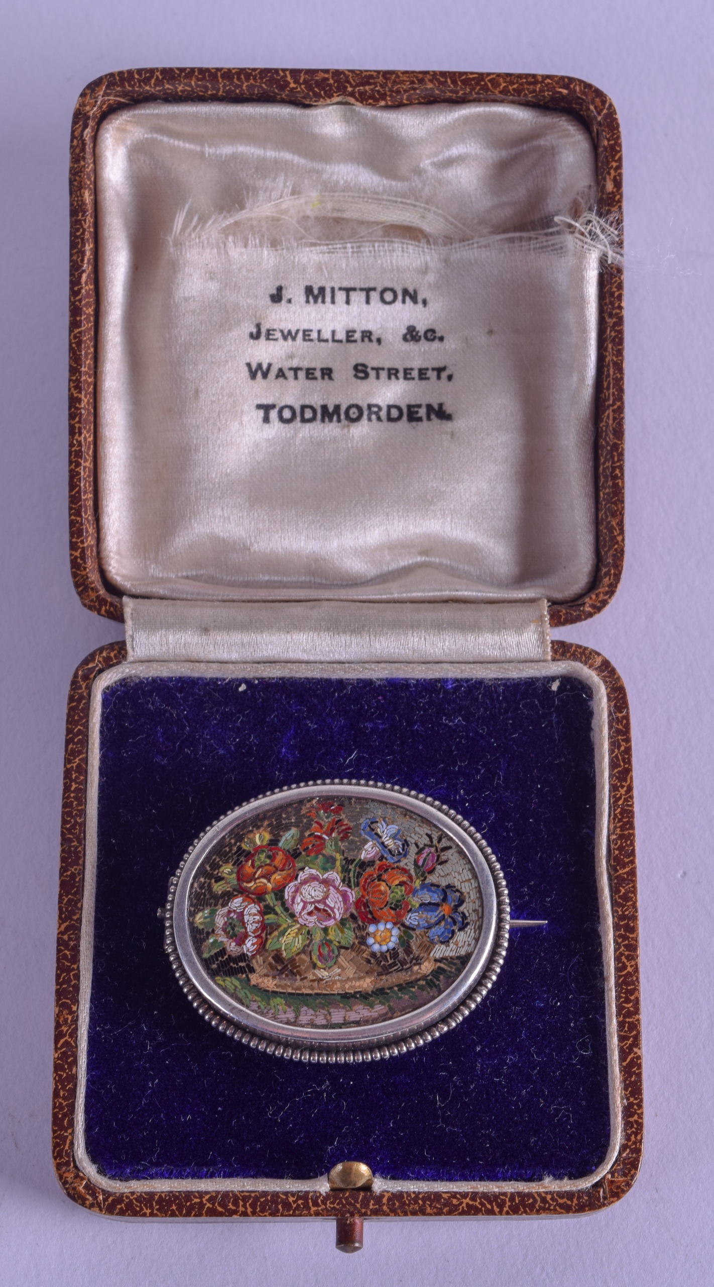 A GOOD 19TH CENTURY ITALIAN MICRO MOSAIC SILVER BROOCH decorated with flowers. 3.5 cm x 3 cm. - Image 3 of 3