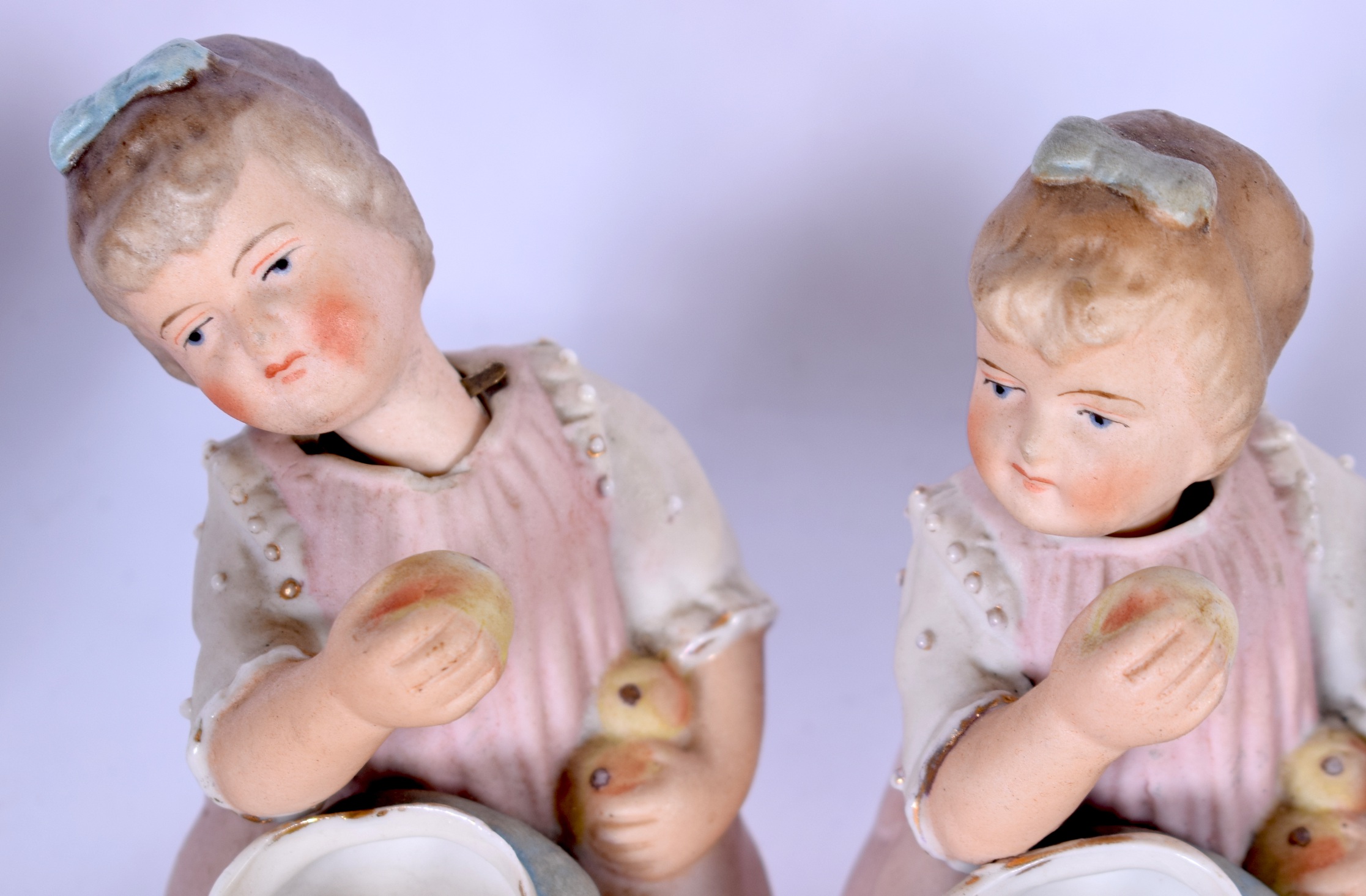 A PAIR OF BISQUE NODDING FIGURES together with a boxing trophy, German inkwell etc. (6) - Image 2 of 2