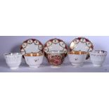 A BARR FLIGHT BARR IMARI PORCELAIN TEA CUP, together with a two pair of tea cups and three