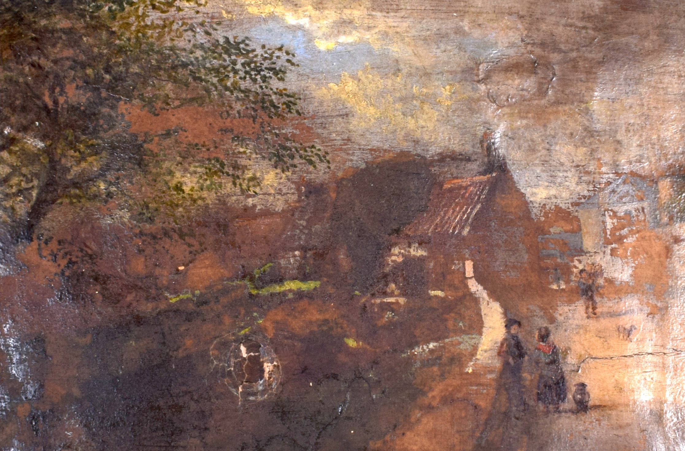 W SMEALL (British), framed oil on canvas, signed & dated 1877, figures in a landscape. 19 cm x 26.