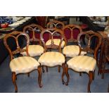 A SET OF SIX VICTORIAN DINING CHAIRS. (6)
