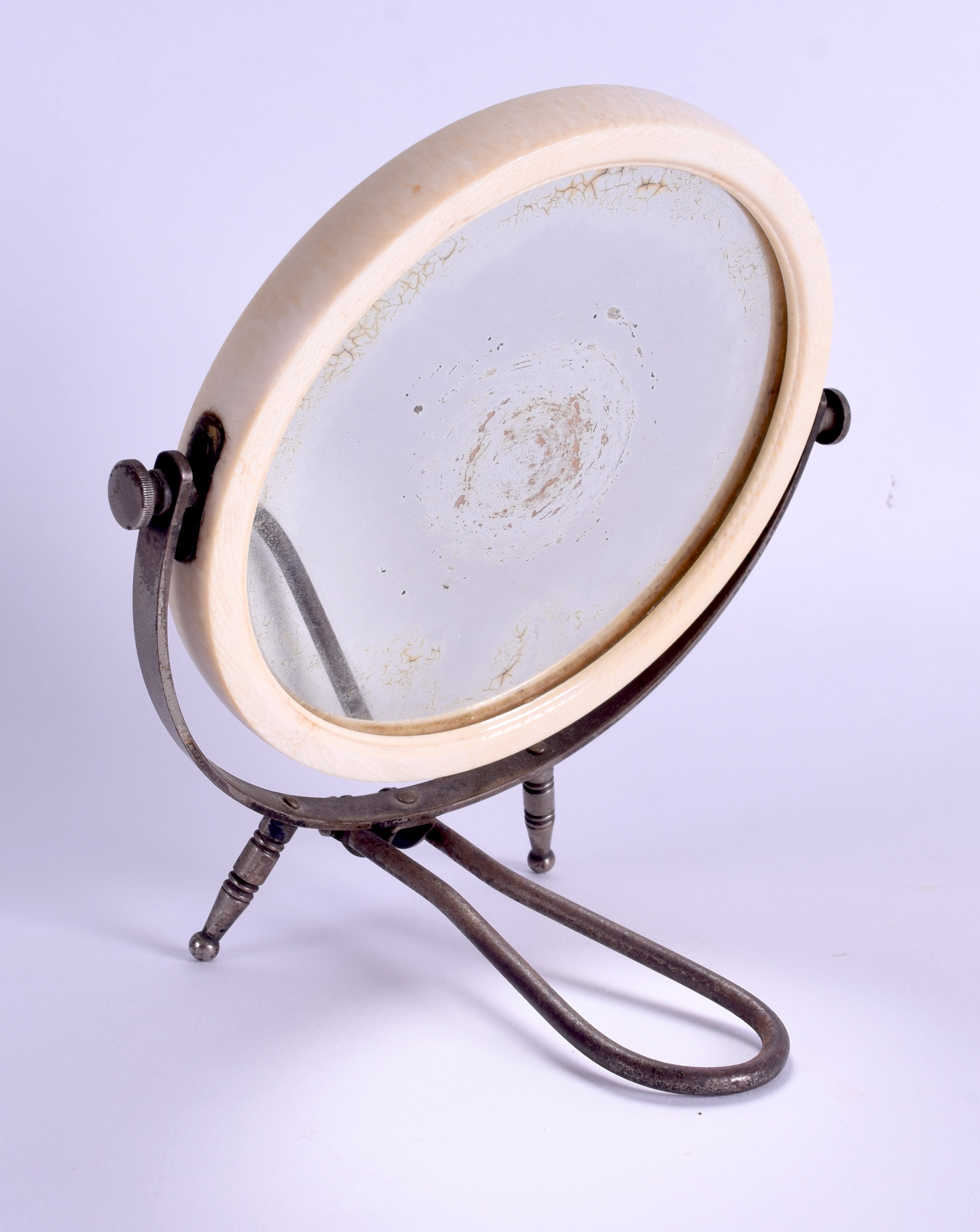 A LATE VICTORIAN/EDWARDIAN IVORY DRESSING TABLE MIRROR. 18 cm x 18 cm. - Image 2 of 2