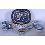 AN ENGLISH BLUE AND WHITE POTTERY PLATTER, together with Spode, French tea pot etc. (qty)