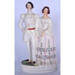 A 19TH CENTURY STAFFORDSHIRE POTTERY FIGURAL GROUP OF PRINCESS ROYAL & FREDERICK OF PRUSSIA,