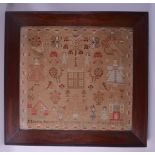 A LARGE EARLY 19TH CENTURY FRAMED SAMPLER by Martha Bowers Work in the 11 year of her age 1846,